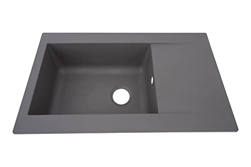 Respekta Denver Mineralitespüle in Betongrau / 1 Becken Einbauspüle in 86 x 50 cm / Spülbecken geeignet für Unterschränke ab 60 cm Breite