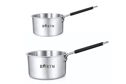 Image of Combo of 2 Hindalium Silver Saucepan for Tea /Milk /Water | Pure Hindalium Non-Reactive Aluminium Heavy Base Fast Heating Milk Pot & Tea Pan Cookware for Multipurpose Uses | Pack of 2 | 1 LTR & 2 LTR