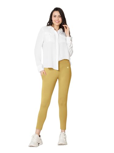 Image of VSTAR PL02 Women Ankle Length Stretchable Slim Fit Leggings with Secured Side Pocket | Moisture-Wicking | Soft Waistband & Cotton-Elastane Fabric