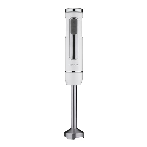SHOOV Batidora y batidora de mano 3 en 1 inalámbrica, recargable, varilla de acero inoxidable, desmontable, 8 velocidades + turbo, fácil de limpiar, bloqueo de seguridad con luces LED blancas, carga