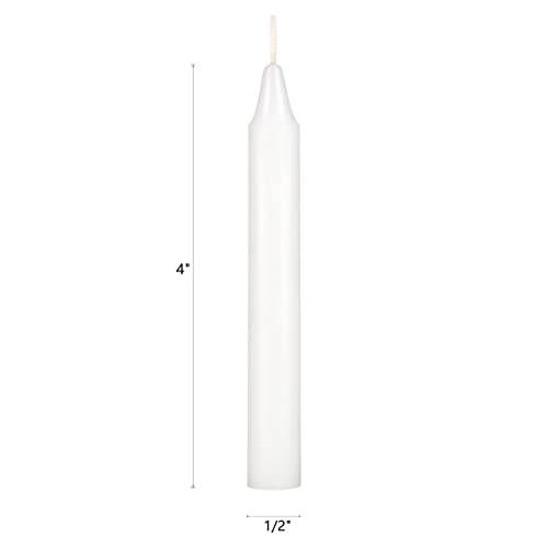 Mega Candles 20 pcs Unscented White Mini Taper Candle | 4" Tall x 1/2" Diameter | Great for Casting Chimes, Rituals, Spells, Wax Play & More