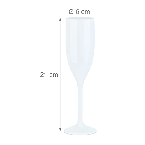 Copas de plástico para champán Relaxdays sofisticadas copas reutilizables e irrompibles blancas 5
