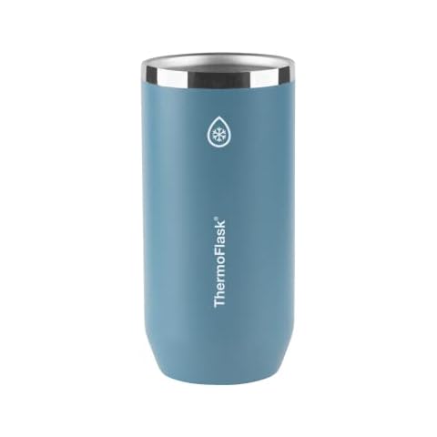 ThermoFlask 2-in-1 Vacuum Insulated Can Cooler Cup, 16 oz, Premium Quality, Fits Tall Size Cans, Sweatproof, Non-Slip Base, Dusty Blue Cover