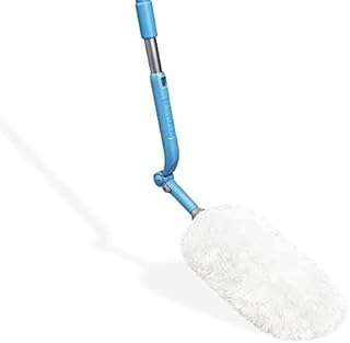 E-Cloth 2 in 1 Microfibre Extendable Duster, Household Floor, Wall and Ceiling Cleaner, Blue & White, Washable and Reusable, 1 Count
