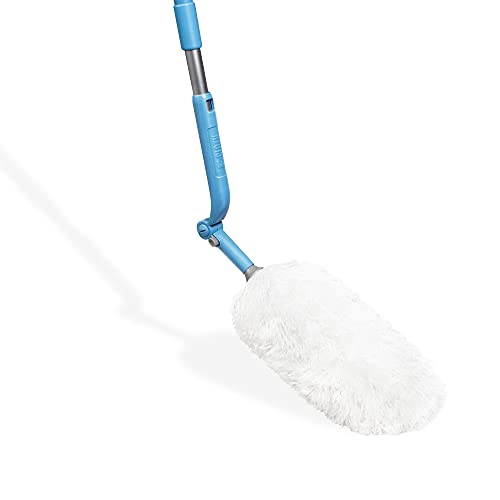 Image of E-Cloth 2 in 1 Microfibre Extendable Duster, Household Floor, Wall and Ceiling Cleaner, Blue & White, Washable and Reusable, 1 Count