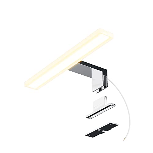 SSC-LUXon LINA Spiegelleuchte 30cm silber glänzend – Badezimmer Lampe für Spiegel 3-in-1 Badspiegelleuchte warmweiß 230V Spiegellampe Bad Beleuchtung