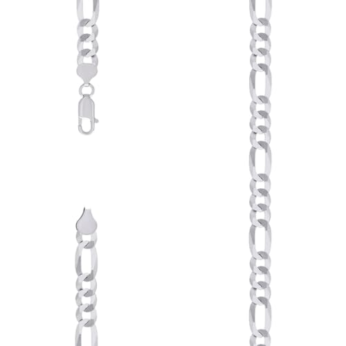 Collier Figaro plat 7.8mm en argent 925 rhodié de 61cm