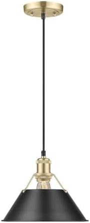 Golden Lighting 3306-M BCB-BLK Orwell - 1 Light Medium Pendant-8.5 Inches Tall and 10 Inches Wide, Finish Color: Brushed Champagne Bronze, Shade Color: Matte Black, Installation: Traditional