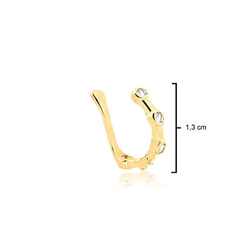 Piercing de pressão com pontos de luz folheado em ouro 18k