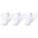 Dicry Baby Girls Double Lace Socks Turn Cuff Big Ruffle for Infant (White, 3-6 Months)