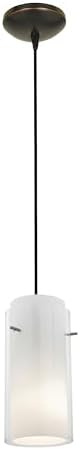 Glass`n Glass Cylinder - E26 LED Cord Pendant - Oil Rubbed Bronze Finish - Clear and Opal Glass Shade