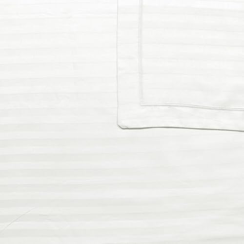 Image of Cotton Plain Stripe Single Bedsheet with One Pillow Cover | White, 60x90 Inches | Suitable for Home and Hotel Use | Soft and Comfortable Fabric