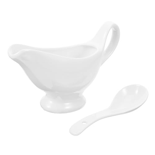 OFFSCH Gravy Boat Dinnerware Syrup Pitcher Mini Sauce Pitchers Mini Creamer Pitcher Milk Creamer Pitcher Mini Milk Pourer Pouring Spout Bowl Mini Porcelain Pitcher White Ceramics