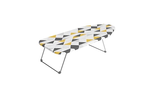 Jumbo Asse da Stiro da Tavolo, Asse da Stiro da Appoggio Salvaspazio con Ripiano in Rete Traspirante in Acciaio Antiruggine, 30 x 74 cm, mod. Foxy