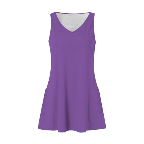 Image of Summer Dresses for Women 2026 Casual V Neck Sleeveless Sundresses Boho Beach Tank Dresses with Pockets