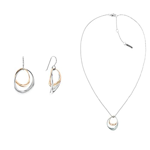 Image of Calvin Klein Warped Rings Two-tone Stainless steel and Rose Gold necklace and earrings for women