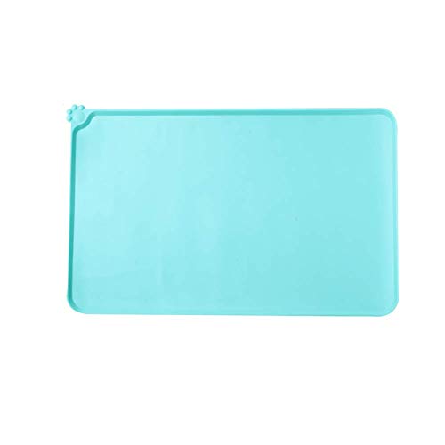 Hilai 1pc Pet Food Mat Waterproof Silicone Pet Food Tray Non Slip Anti Overflow Pet Bowl Mat Placemat Pet Feeding Pad for Dog Cat Mint Green