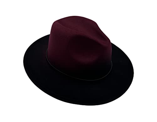 Willheoy Wide Brim Fedora Hats For Women & Men Two Tone Felt Hat Gradient Dress Hat Rust Red #TOP3