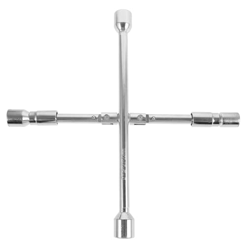 BIUDECO Folding Car Tire Wrench Multi-Function Cross Socket Lug Nut Tool Labor-Saving Spanner Chrome-Vanadium Steel for Vehicle Repair