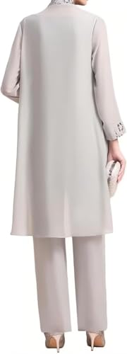 3 Piece Chiffon Mother of The Bride Pant Suits for Wedding Lace Applique Formal Outfits for Women Guest Long Sleeve3