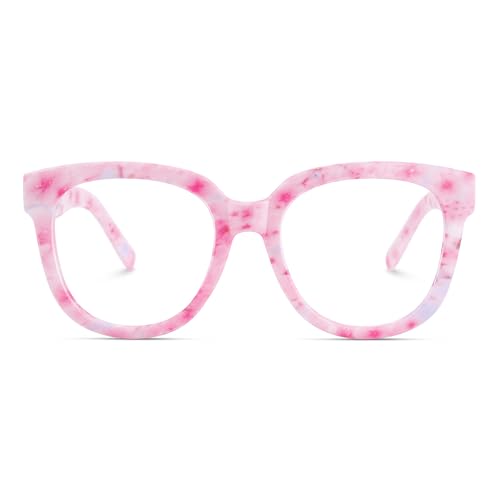 Image of Zeelool Oversized Square Glasses Frames for Women Fashion Pink Eyeglasses with Clear Lens Trendy Full Rim Designer Eyewear JGP049594-12
