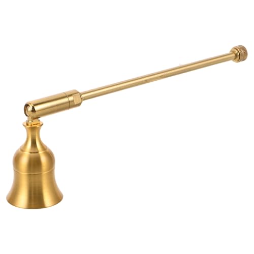 SHINEOFI Apagavelas de Metal Mango de 165 CM Estilo Vintage Campana Cobre Accesorio para Apagar Mechas Extintor Seguro para Velas en Hogar Iglesia y Restaurante