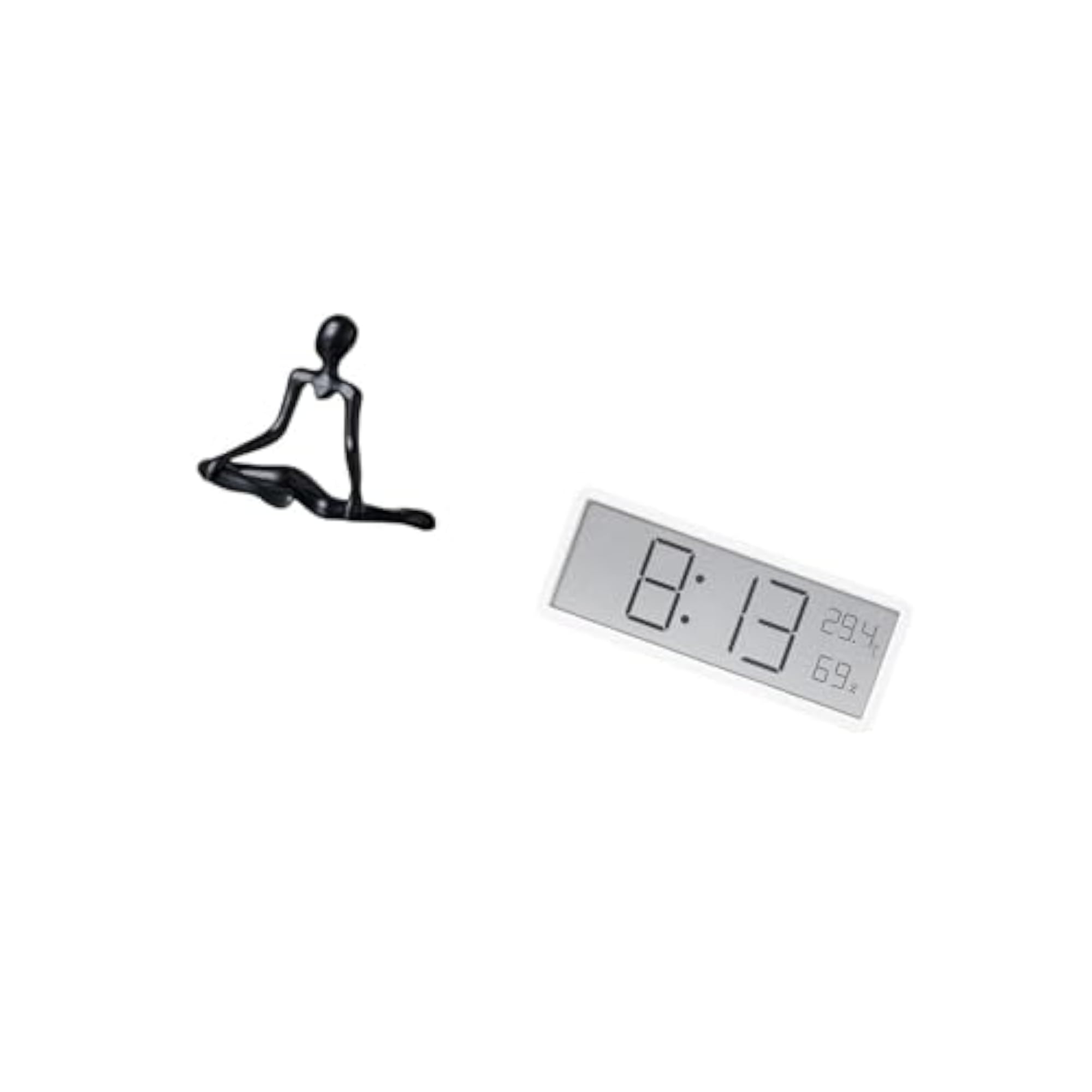 Creative Fibertract Thinker Figurine with Digital Clock