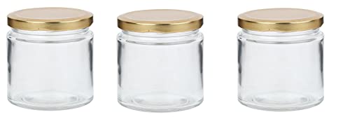 Image of AFAST Clear Glass Storage Jars with Gold Lid - 100 ml, Pack of 8, Airtight Small Containers for Spice, Masala, Pickle, Dry Fruits, Snacks, Multipurpose Kitchen Food Storage Jar,
