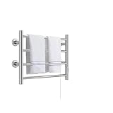 Towel Warmer 4 Bars Wall Mounted Heated Towel Racks for Bathroom Plug-in/Hardwired, Stainless Steel