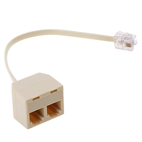 RJ11 Jack 2 Way Outlet Telephone Modular Line Splitter Plug Adapter 6P4C, 2-Way RJ11 US Telephone Plug to RJ11 Socket Adapter and Splitter for Landline Telephone