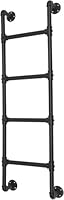Etagenbettleiter mit 4 Sprossen, Wandmontage, Kellerfenster, Brunnen aus schwarzem Schmiedeeisen, industrielles Rohr, belastet 150 kg, für Innen- und Außenbereich, Metall für Dachboden, Dachboden