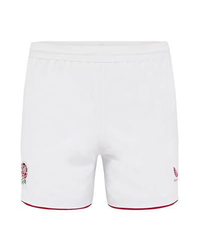 England Rugby Castore Men's Home Shorts, White/Red, M