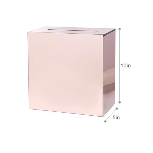 Boîte d'argent de mariage en acrylique rose or pour table de réception - 8