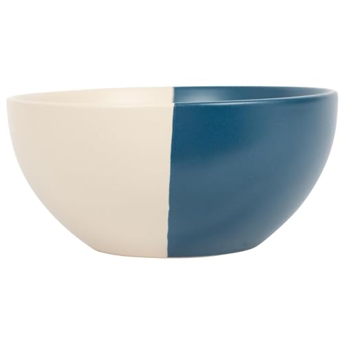 Nicola Spring Stoneware Cereal Bowl - 16.5cm - Navy - Pack of 1 - Ceramic Two Tone Pasta Bowls Tableware Dishwasher & Microwave Safe Crockery for Dessert, Pasta, Soup, Cereal