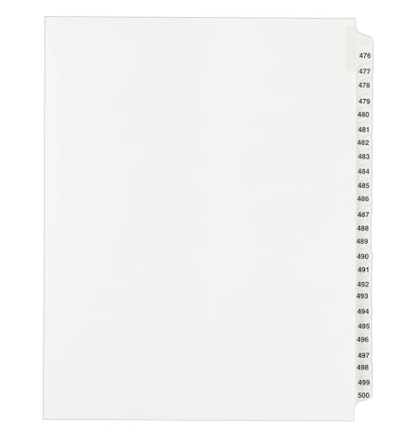 Avery Legal Dividers, Standard Collated Sets, Letter Size, Side Tabs, 476-500 Tab Set (01349)