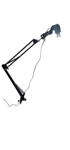 Image of SHOPEE Adjustable Metal Swing Arm Table Lamp With Clamp, Swivel Light Lamp Bulb Holder For Bedroom, Study, Home Office, Table Photography, B22 Base, Replaceable Bulbs, Multi-Joint, Black Finish,Led
