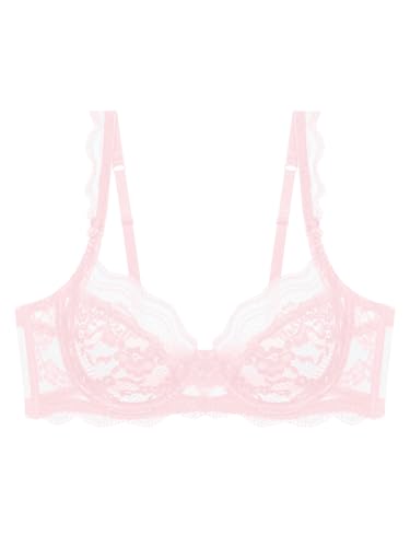 Image of Lace Bra Bralette Push Up Unlined Demi Bras Sheer Mesh Balconette with Underwire