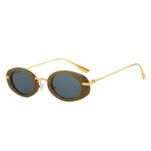 Lunettes de soleil rétro de luxe avec verres ovales punk chic pour femme