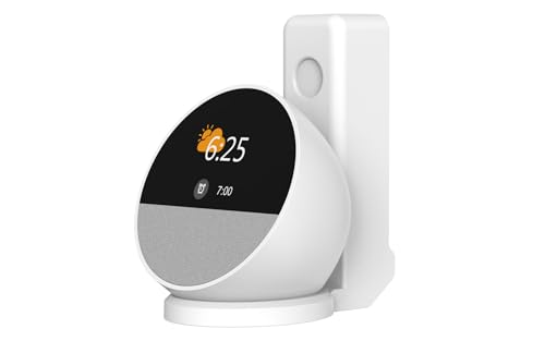 Aokicase Compatible with Echo Spot (2024 Gen) Holder Echo Spot Stand Mount Echo Spot Wall Mount with Integrated Cable Management No Screws Required Speaker Accessory Rack (White) 1 Piece