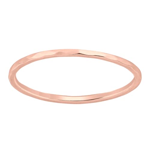 Hammered Stacking Ring | 1mm Skinny Textured Ring in Silver, Gold, or Rose Gold | Comfort Fit USA Sizes 4-12 (7, 14K Rose Gold Fill) -  Melanie Golden Jewelry