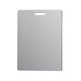 Stainless Steel Cu-tting Board, Double Sided Chopping Cu-tting Board for Kitchen, No-n Stick C-utting Boar d with Handle for Meat Fruit Vegetable(SIZE:(thickness)/0.05inch)(SIZE:(thickness)0.05inch)