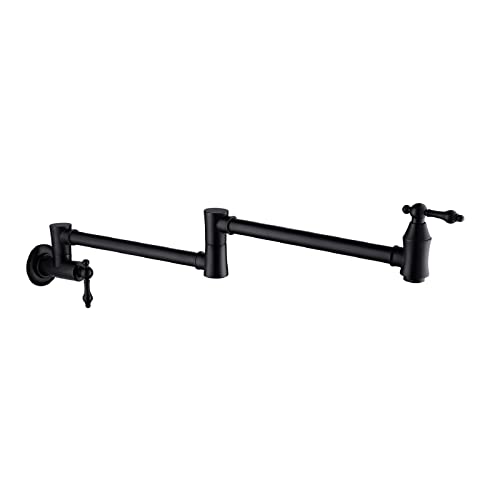Grifo de cocina de latón de pared con brazo giratorio plegable doble