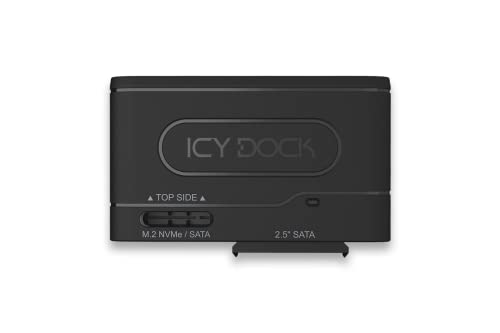 Icy Dock EZ-Adapter MB104U-1SMB Adaptateur USB 3.2 Gen 2 (Type-C) vers SSD/HDD 2.5" SATA et SSD NVMe/SATA M.2 avec câble de Type C vers C Cover