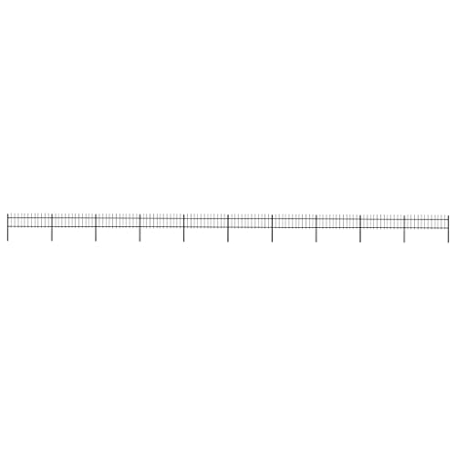 Preisvergleich Produktbild vidaXL Gartenzaun mit dekorativen Speerspitzen Schmuckzaun Metallzaun Zaun Zaunelemente Stahlzaun Gitterzaun Zaunfeld Tor Stahl 17x0,6m Schwarz