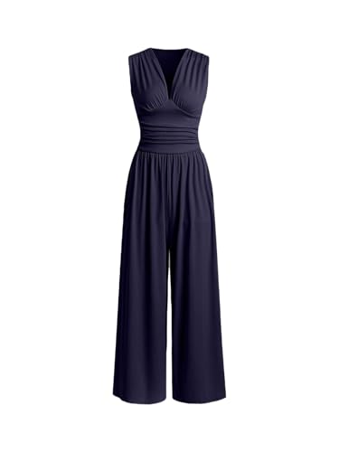Combinaison festive sans manches pantalon large col V vêtement chic cérémonie mariage