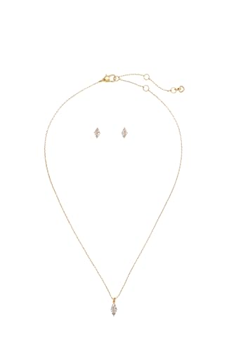 Kate Spade New York SIGNATURE SOLITAIRE Boxed Studs and Pendant Set, Clear/Gold