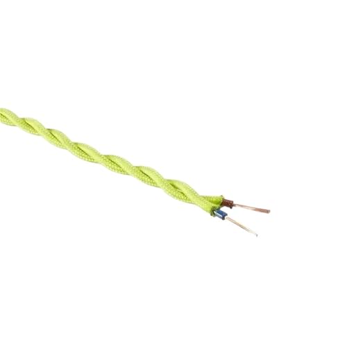 3-100pcs 18 AWG 2-Conductor Cable | Hemp Rope Braided Vintage Lamp Cord for Retro DIY(Fluorescent green,50m)