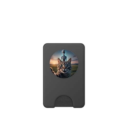 Cat Selfie with Alien on The Back Funny for Kids Teens Adult PopSockets PopWallet pour MagSafe – vue 2