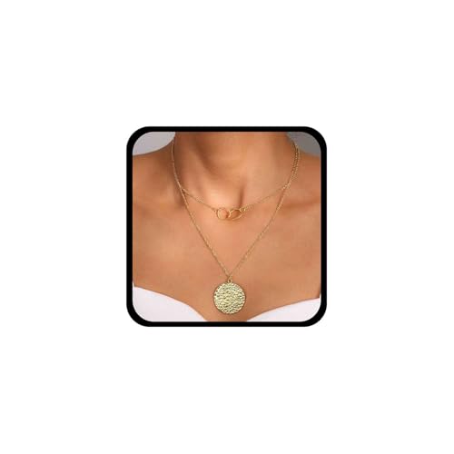 Allereya Punk Capas Colgante Collar De Monedas Martillado Collar De Monedas De Oro Collarrs De Disco Grande O Collares De Anillo De Moneda Medallón De Joyería Para Las Mujeres