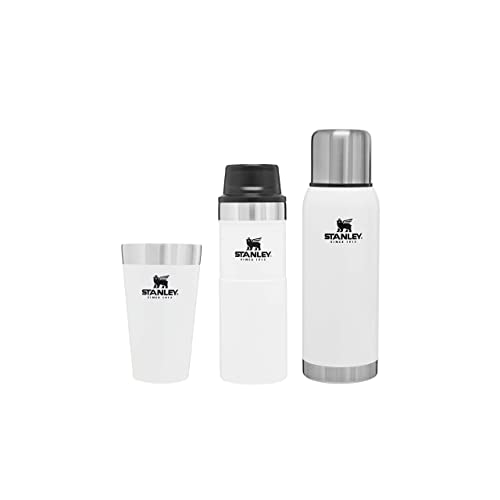 STANLEY Adventure Stacking Beer Pint 0.47L - Termo Mantiene Fría 4 Horas - Jarra Cerveza Acero Inoxidable - Aislamiento al Vacío de Doble Pared - Apta Para Lavavajillas - Polar White